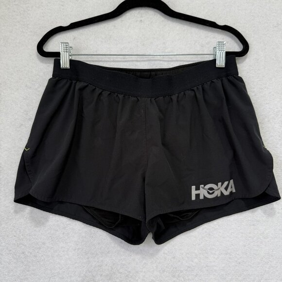 HOKA ONE ONE Running Shorts Men’s Medium Black Split Hem Built-In Liner Athletic - Picture 1 of 12